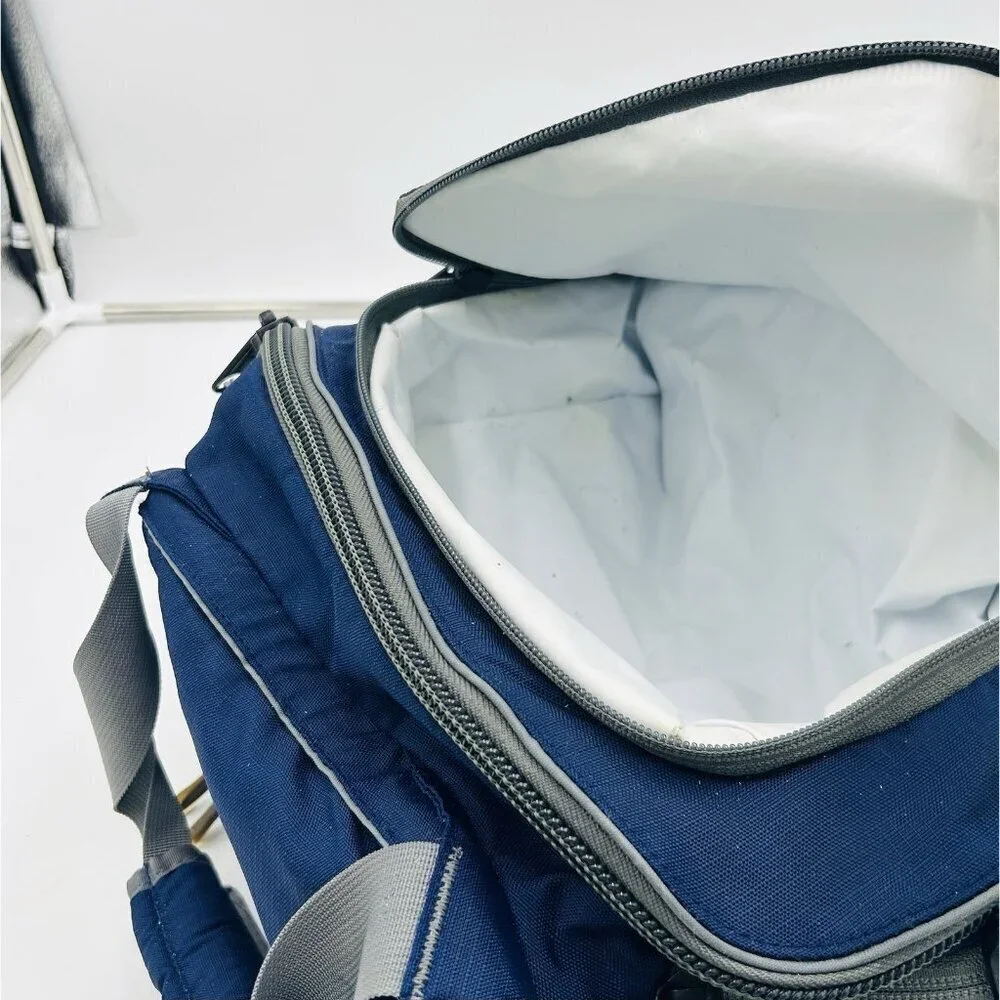 LL Bean Small Gym Travel Double Handle Bag with Built-in Cooler Blue Softshell